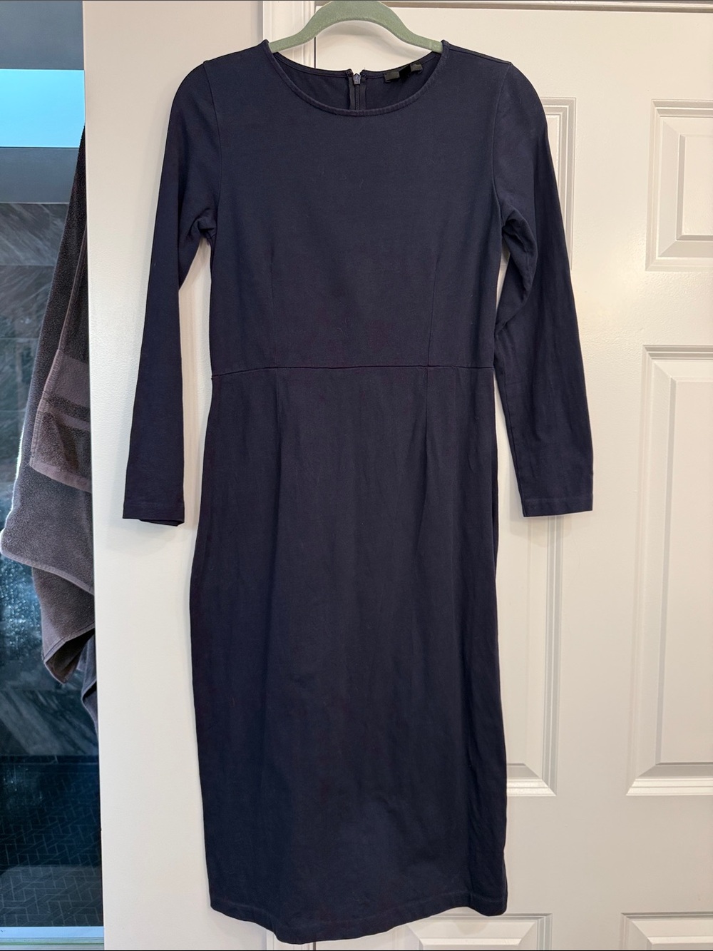 J. Crew Long Sleeve Navy Sheath Dress